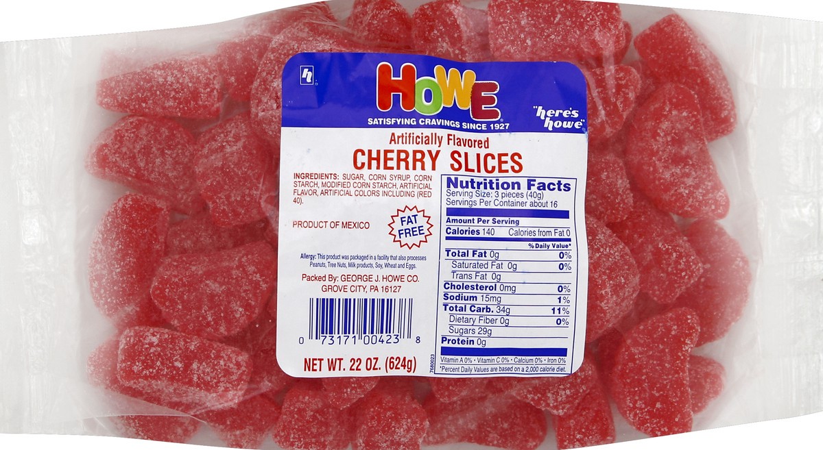 slide 5 of 5, Howe Candy, Cherry Slices, 22 oz