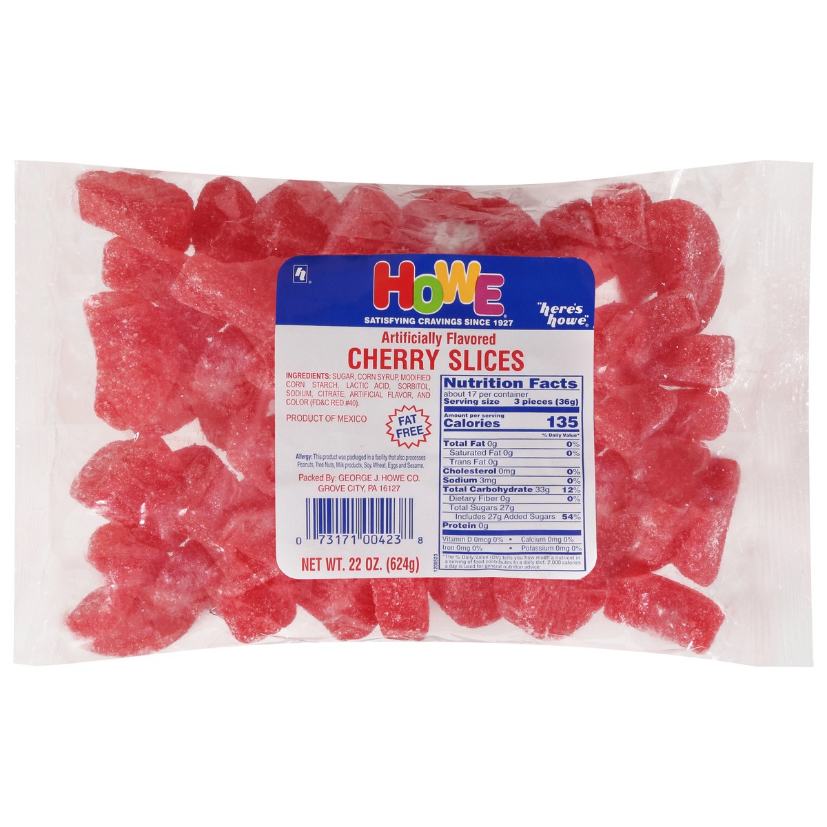 slide 1 of 9, Howe Cherry Slices, 22 oz