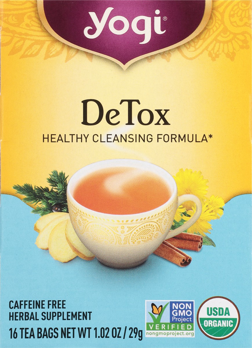 slide 3 of 9, Yogi Detox Caffeine Free Herbal Supplement 16 Tea Bags, 16 ct