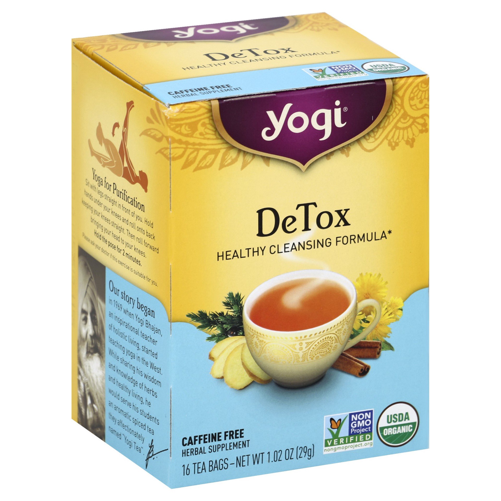 slide 1 of 9, Yogi Detox Caffeine Free Herbal Supplement 16 Tea Bags, 16 ct