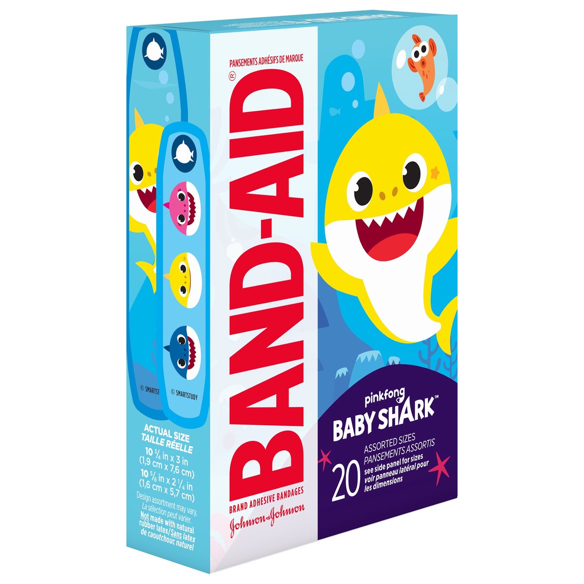 slide 2 of 7, Band-Aid Bandages for Kids' Pinkfong Baby Shark Assorted - 20ct, 20 ct