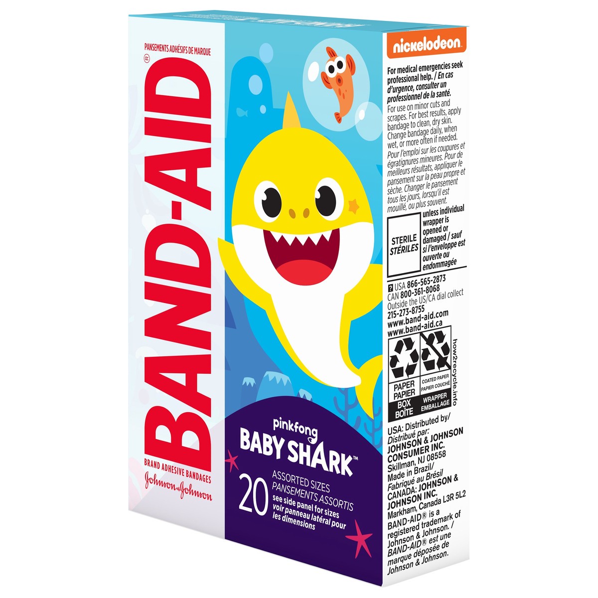 slide 3 of 7, Band-Aid Bandages for Kids' Pinkfong Baby Shark Assorted - 20ct, 20 ct