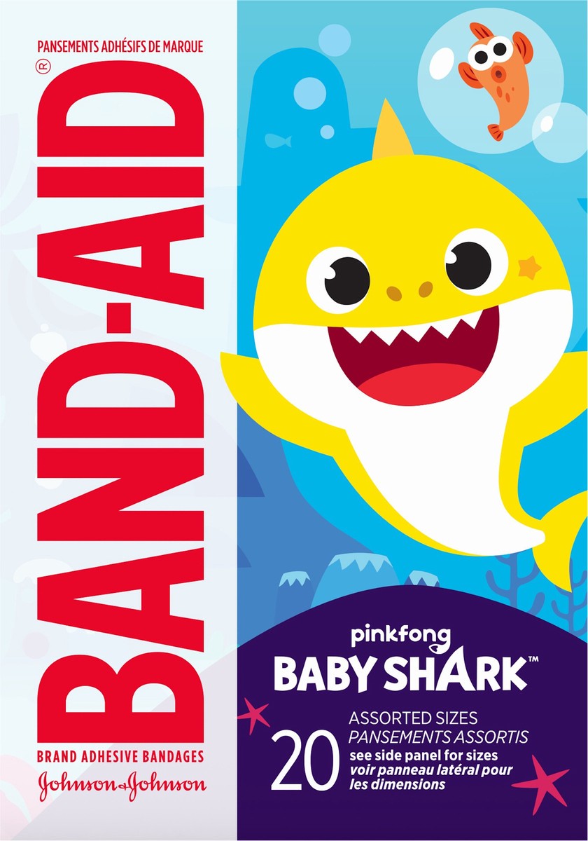 slide 5 of 7, Band-Aid Bandages for Kids' Pinkfong Baby Shark Assorted - 20ct, 20 ct