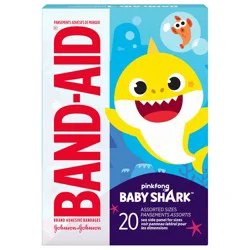 Band-Aid Bandages for Kids, Pinkfong Baby Shark, Assorted, 20 ct