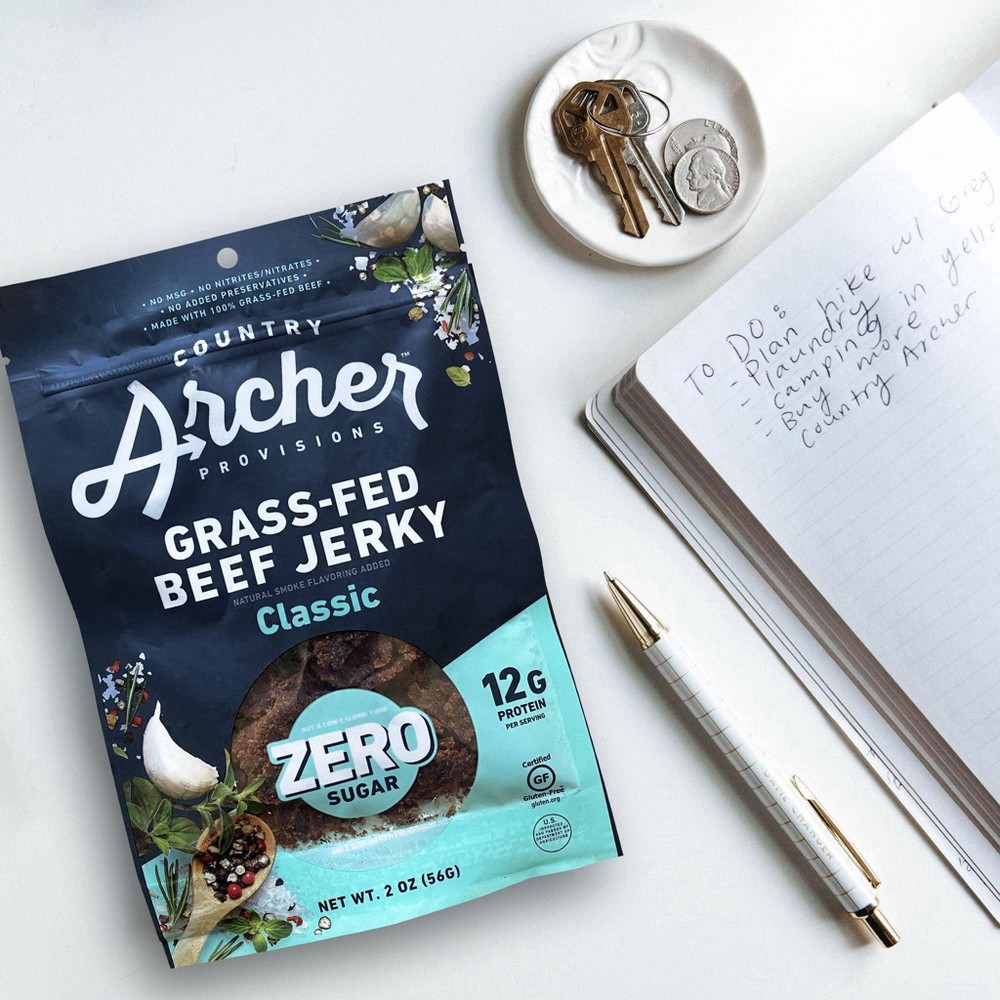 slide 2 of 9, Country Archer Grass-Fed Zero Sugar Classic Beef Jerky 2 oz, 1 ct