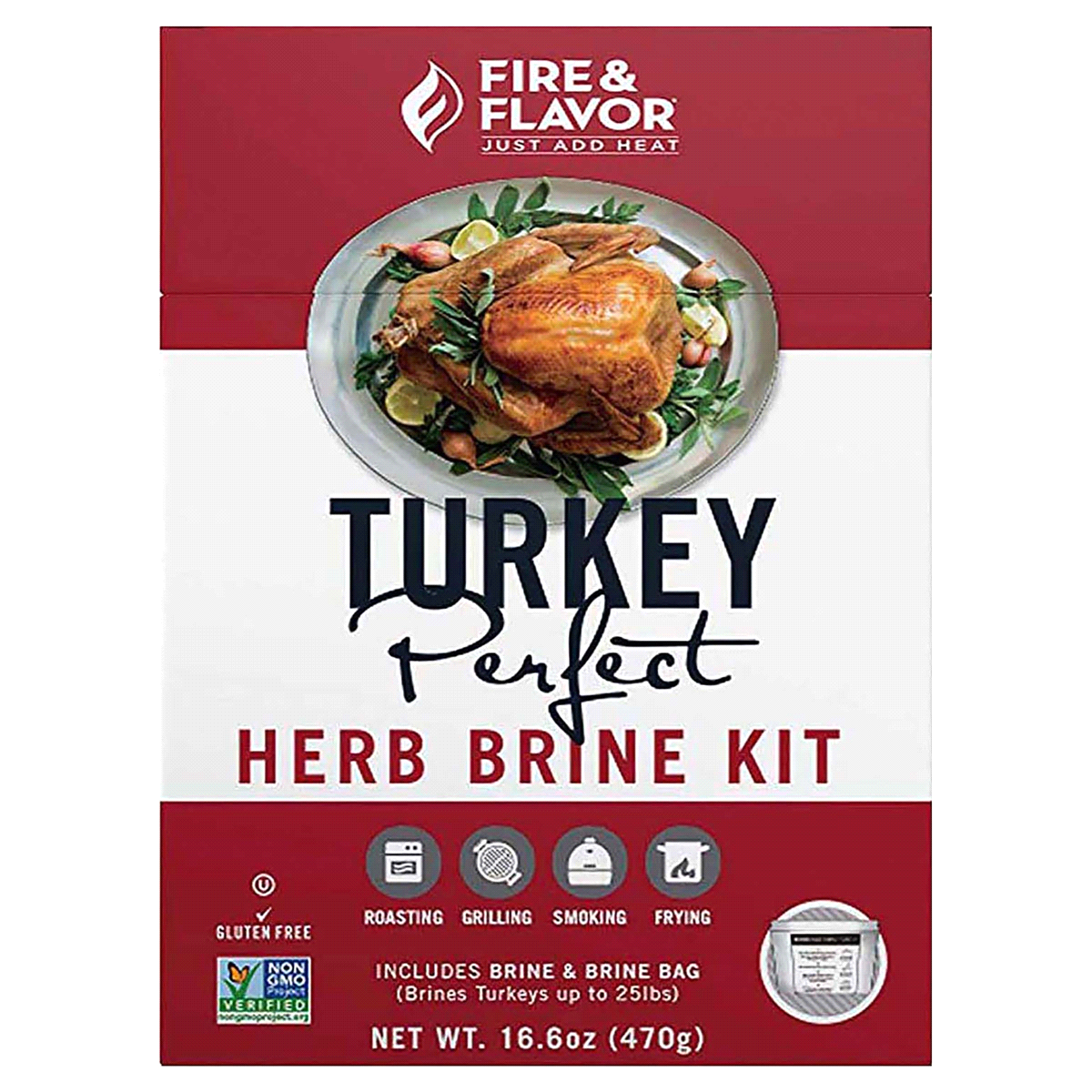 slide 1 of 1, Fire & Flavor Turkey Perfect Brine Kit Herb Gluten Free, 20.8 oz