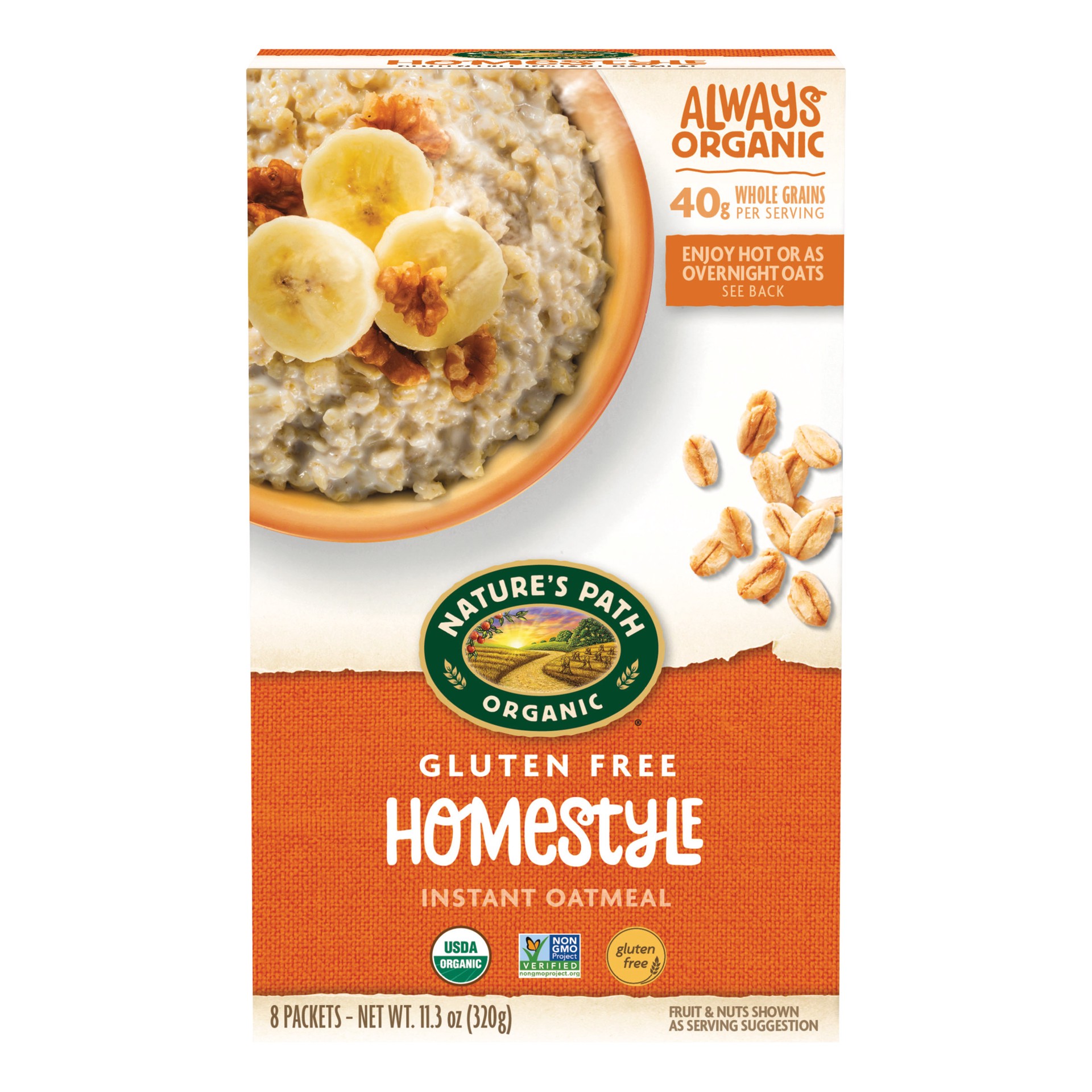 slide 1 of 1, Nature's Path Organic Homestyle Gluten Free Oatmeal 11oz Box, 11.3 oz