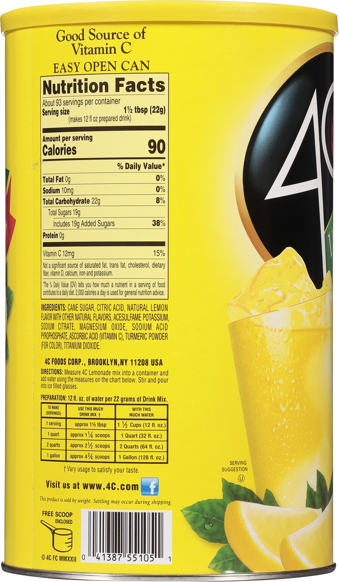 slide 11 of 11, 4C Lemonade Drink Mix, 35 Quarts, 72.5 oz