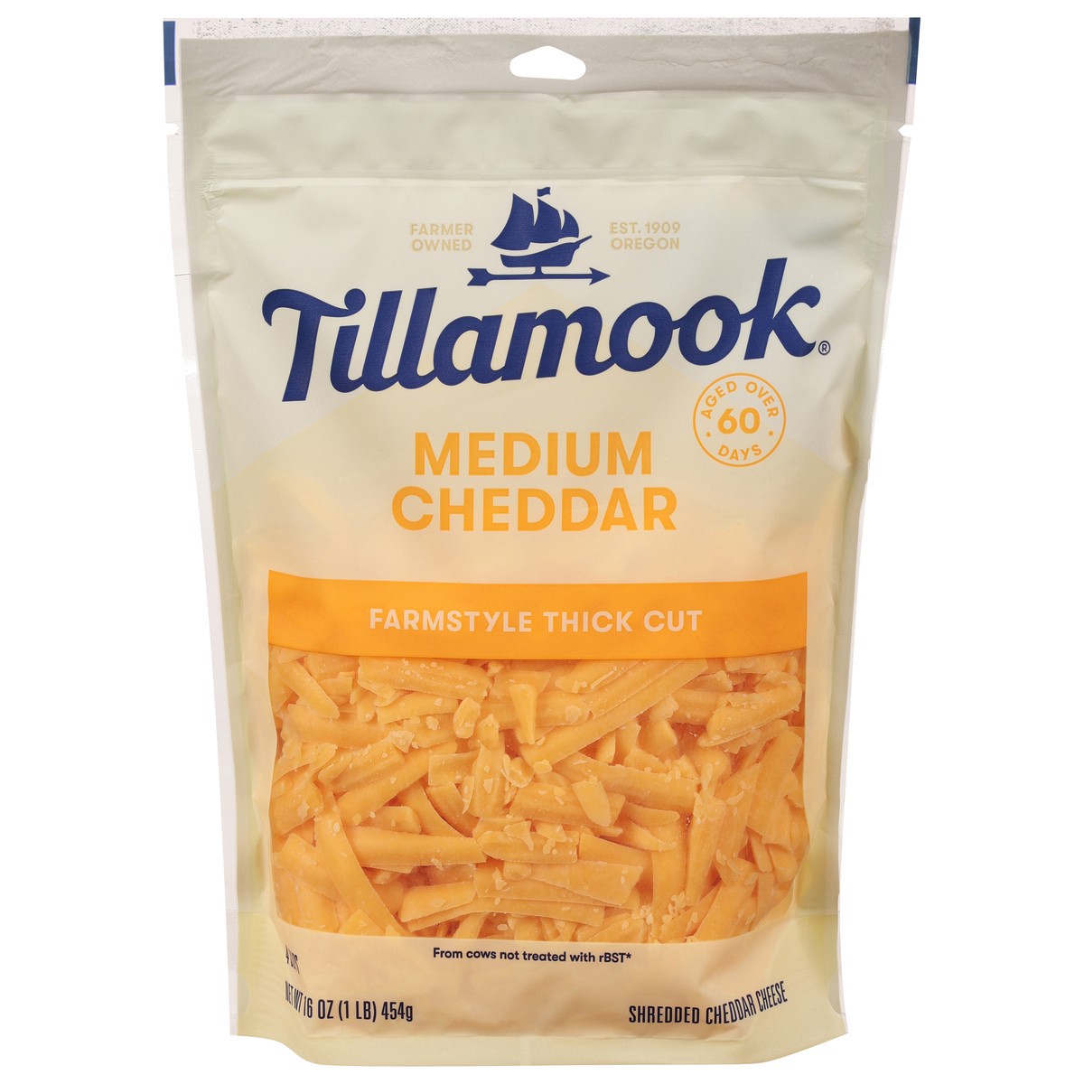 slide 1 of 6, Tillamook Farmstyle Thick Cut Medium Cheddar Shredded Cheese 16 oz, 16 oz