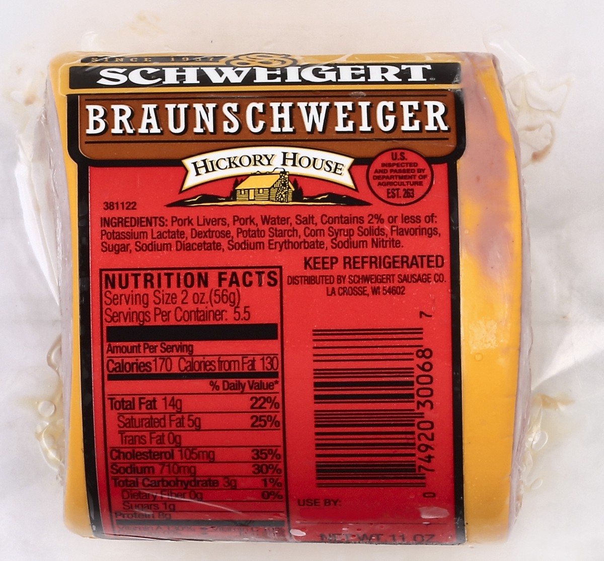 slide 4 of 5, Schweigert Braunschweiger, 11 oz