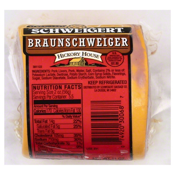slide 1 of 5, Schweigert Braunschweiger, 11 oz