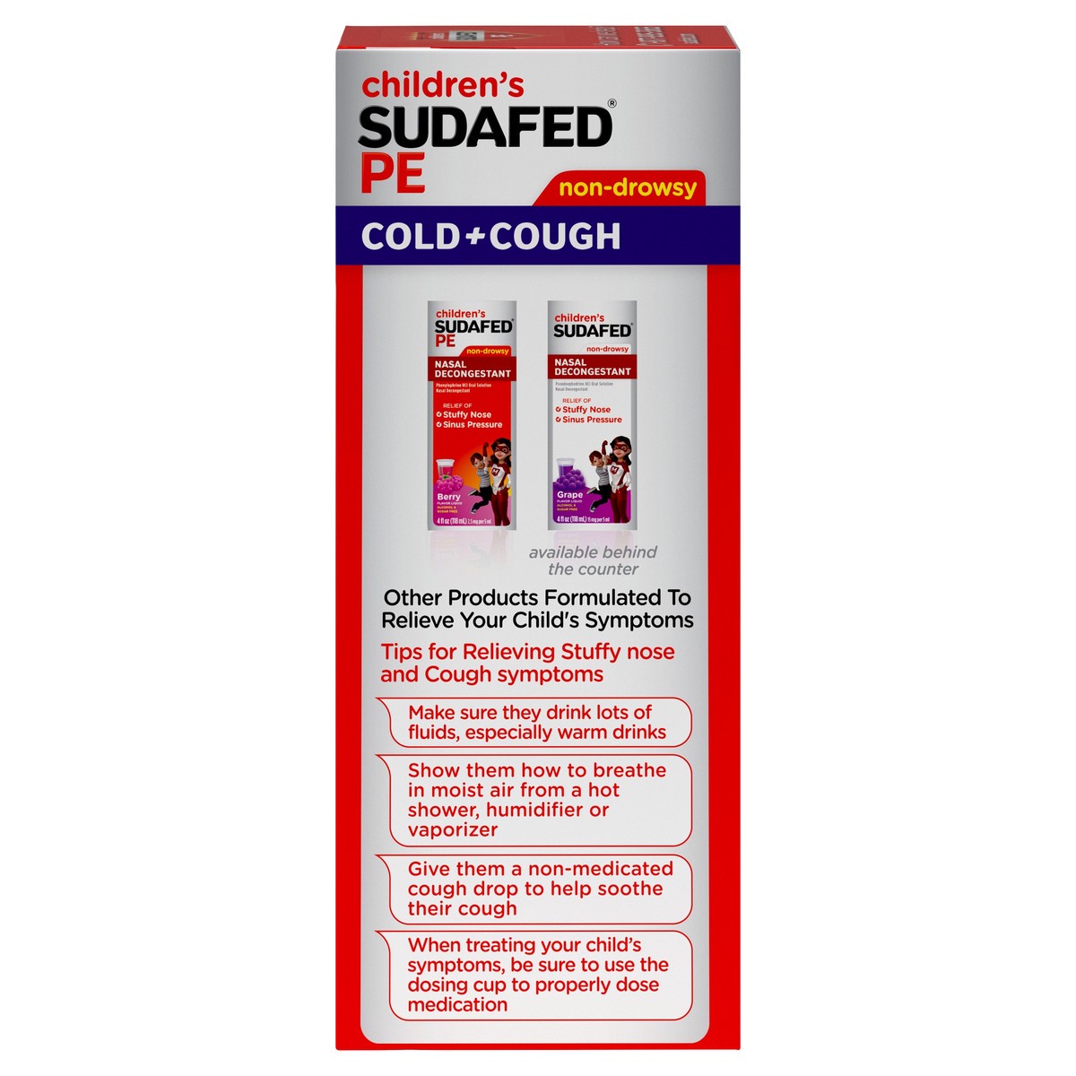 slide 6 of 8, Children's Sudafed PE Cold + Cough Suppressant, Cold Medicine & Nasal Decongestant, Grape Flavor Liquid Cough Relief, 4 fl. oz, 4 fl oz