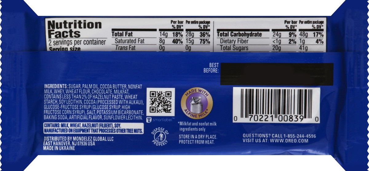 slide 5 of 8, Milka Oreo King Size Chocolate Candy Bar, 1 pack (2 bars), 0.18 lb