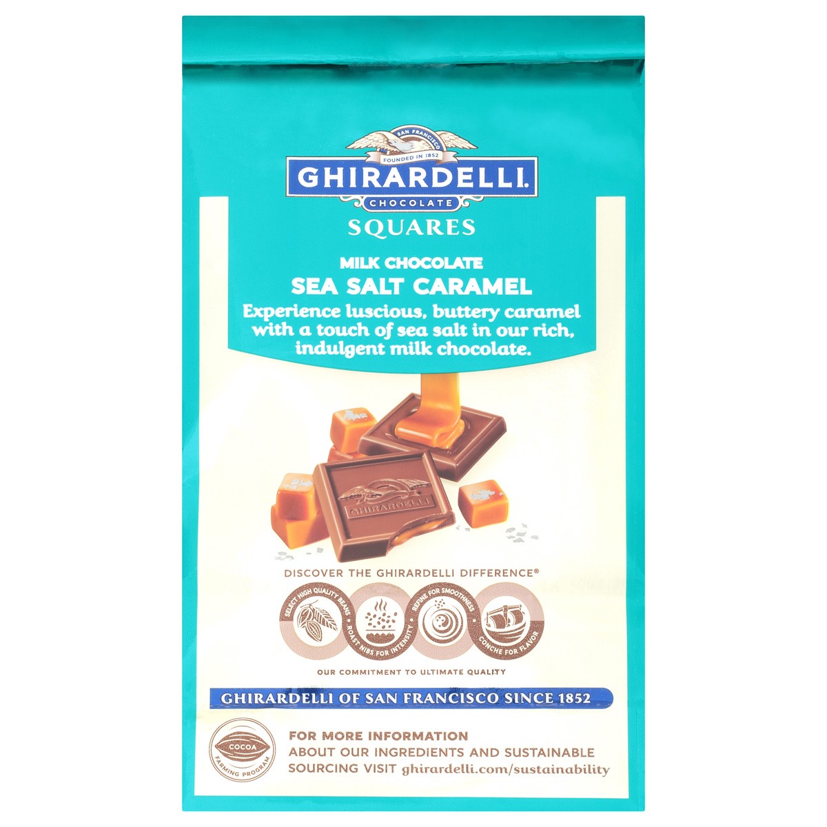 slide 2 of 9, Ghirardelli Milk Chocolate Sea Salt Caramel Chocolate Squares, 5.3 oz Bag, 5.3 oz