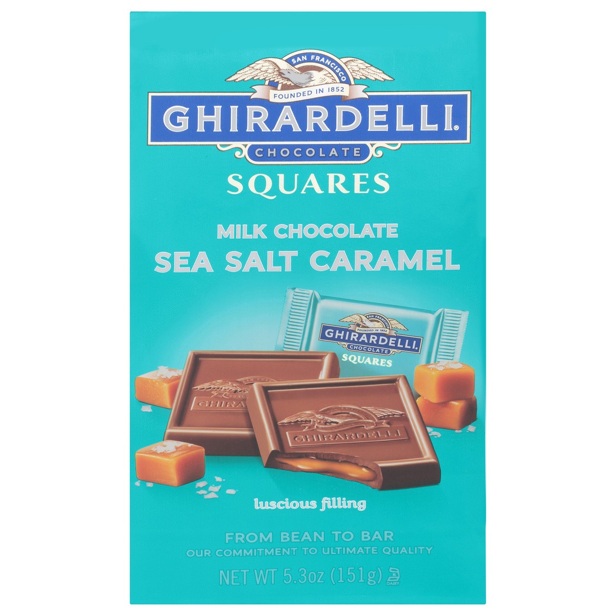 slide 9 of 9, Ghirardelli Milk Chocolate Sea Salt Caramel Chocolate Squares, 5.3 oz Bag, 5.3 oz