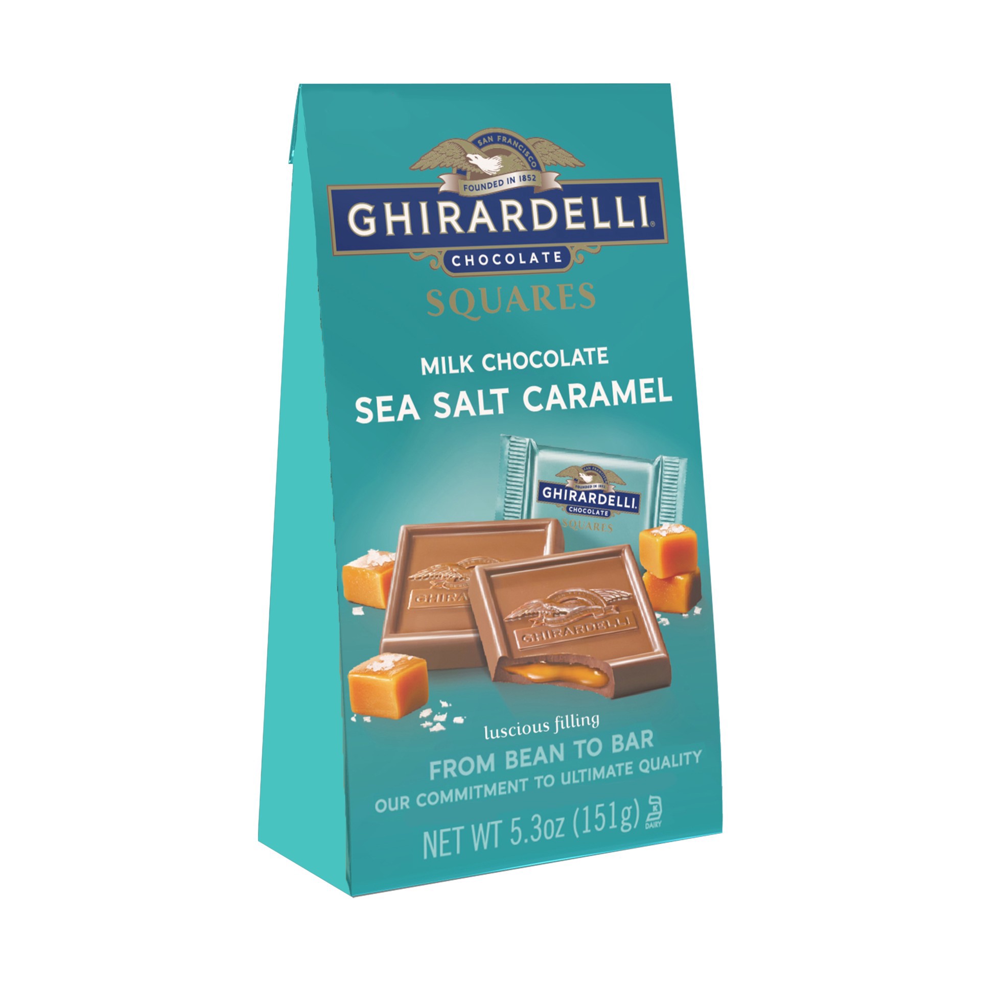 slide 1 of 9, Ghirardelli Milk Chocolate Sea Salt Caramel Chocolate Squares, 5.3 oz Bag, 5.3 oz