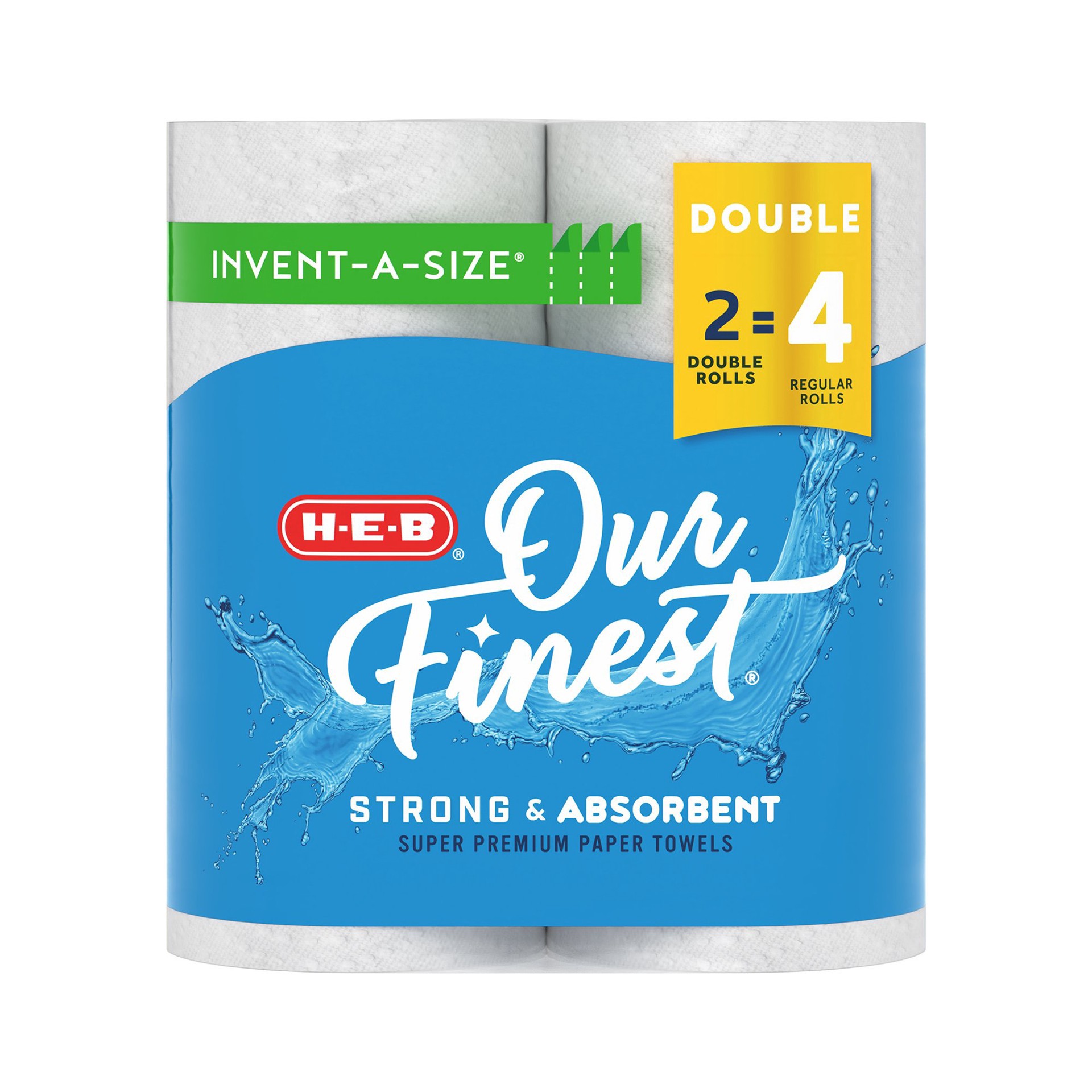 slide 1 of 1, H-E-B Our Finest Invent-a-Size Double Roll Paper Towels, 2 ct