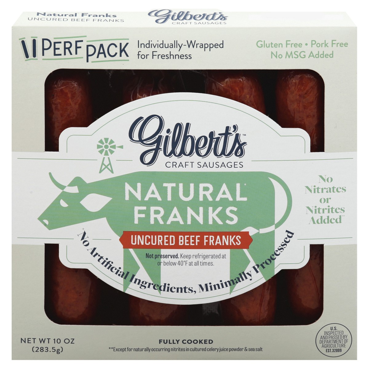 slide 1 of 13, Gilbert's Beef Franks 10 oz, 10 oz