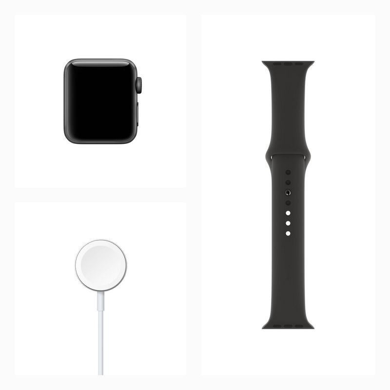 slide 6 of 6, Apple Watch Series 3 (GPS), 38mm Space Gray Aluminum Case with Black Sport Band - Space Gray Aluminum, 38 mm
