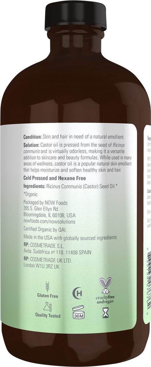 slide 5 of 7, Now Foods Organic Castor Oil, 16 oz