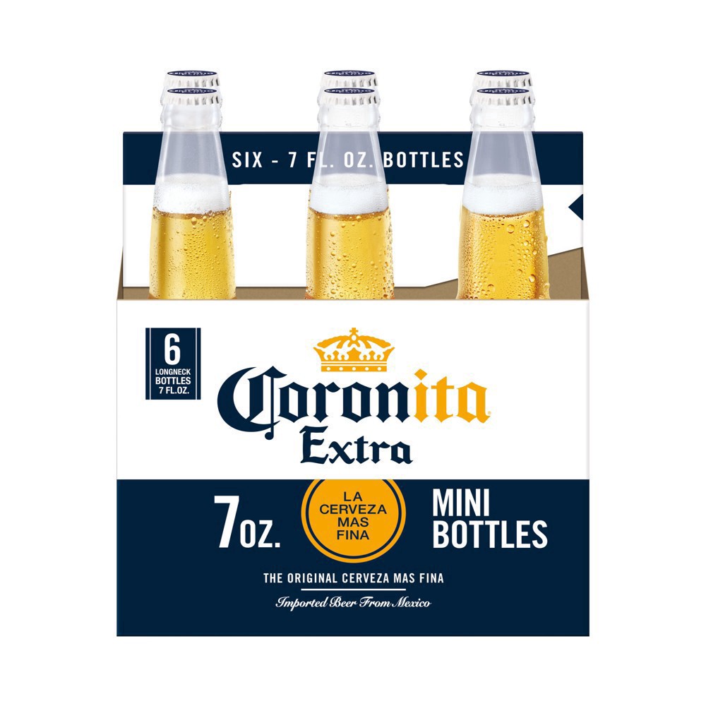 slide 31 of 55, Corona Extra Coronita Mexican Lager Import Beer, 6 pk 7 fl oz Mini Bottles, 4.6% ABV, 42 fl oz