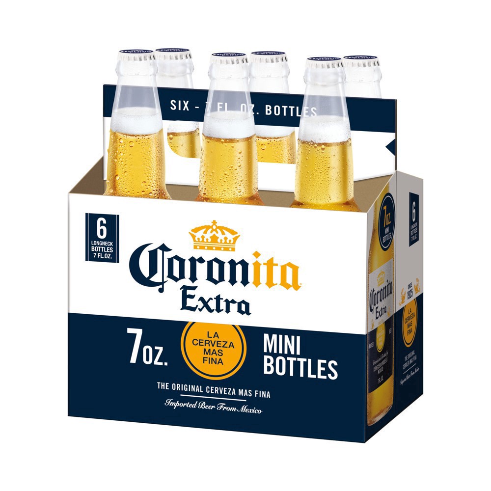 slide 13 of 55, Corona Extra Coronita Mexican Lager Import Beer, 6 pk 7 fl oz Mini Bottles, 4.6% ABV, 42 fl oz