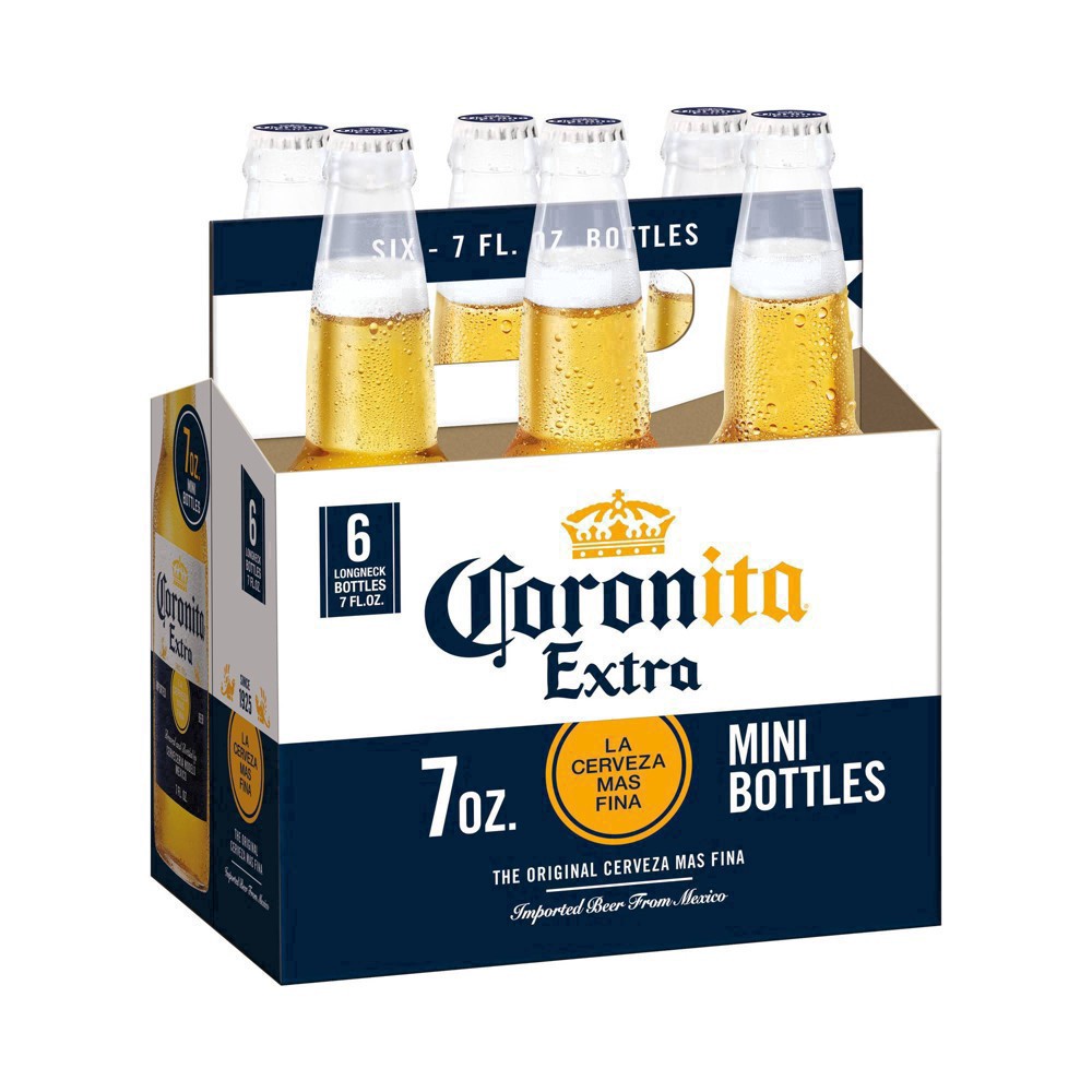 slide 30 of 55, Corona Extra Coronita Mexican Lager Import Beer, 6 pk 7 fl oz Mini Bottles, 4.6% ABV, 42 fl oz