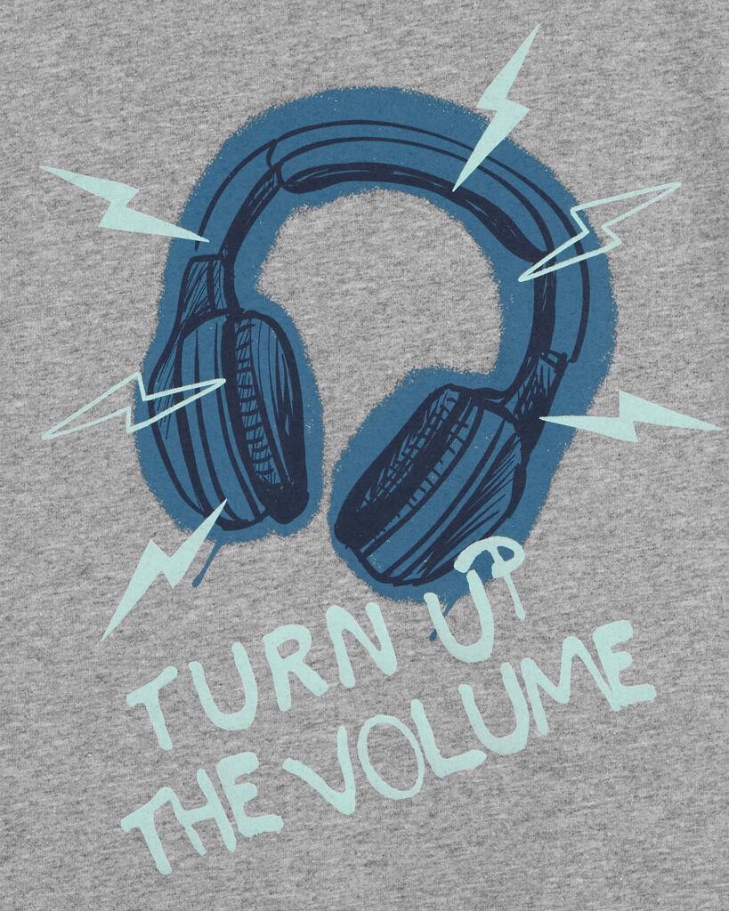 slide 2 of 2, Oshkosh Kid Turn Up The Volume Graphic Tee Grey S, 1 ct