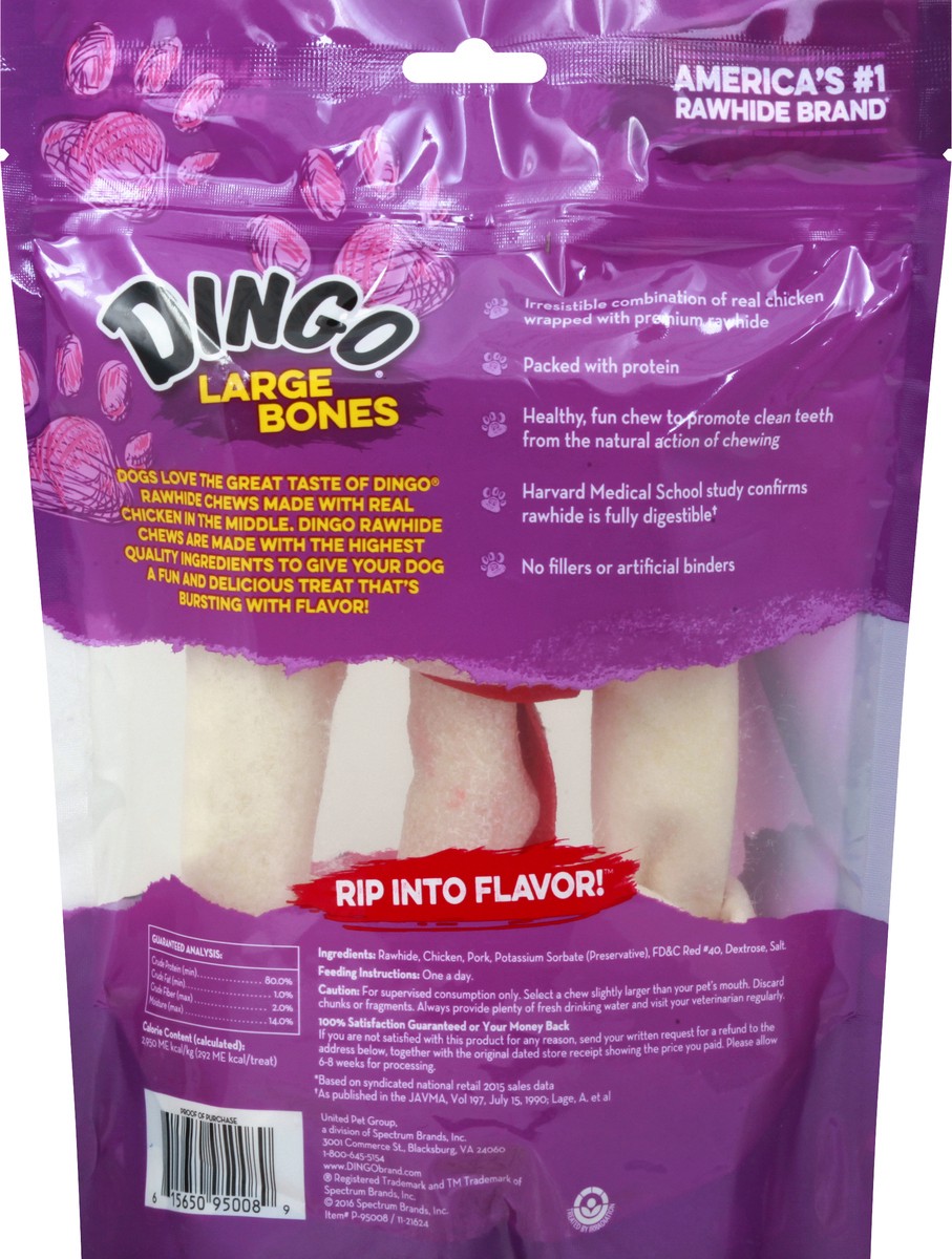 slide 4 of 9, Dingo Large Bag White Rawhide Bones, 10.5 oz