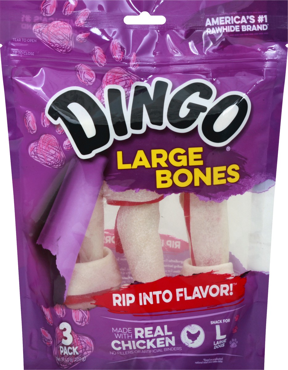 slide 6 of 9, Dingo Large Bag White Rawhide Bones, 10.5 oz