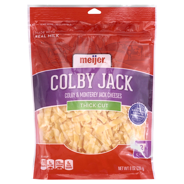 slide 1 of 1, Meijer Thick Cut Colby Jack Shredded Cheese, 8 oz