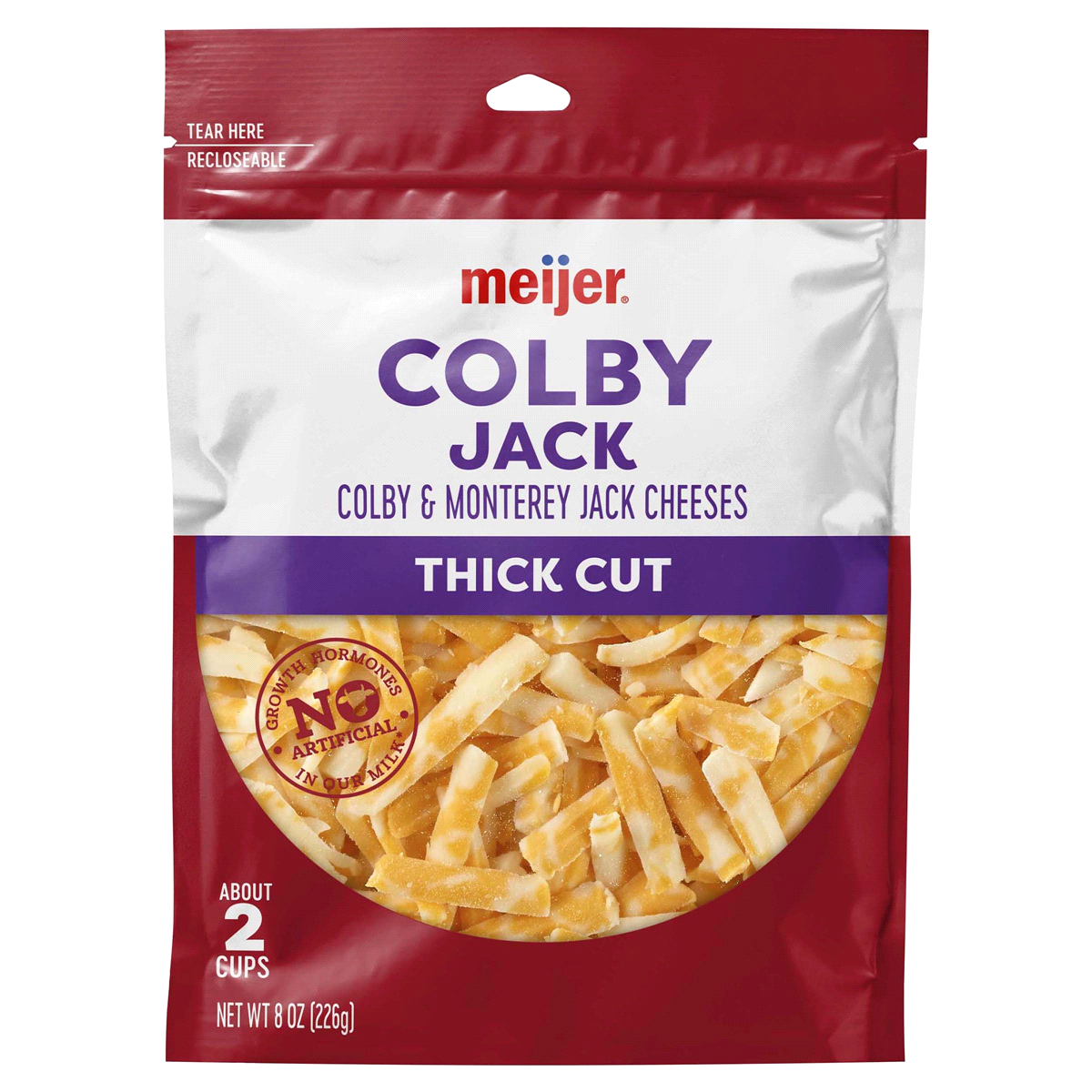 slide 1 of 5, Meijer Wide Cut Colby Jack Cheese, 8 oz