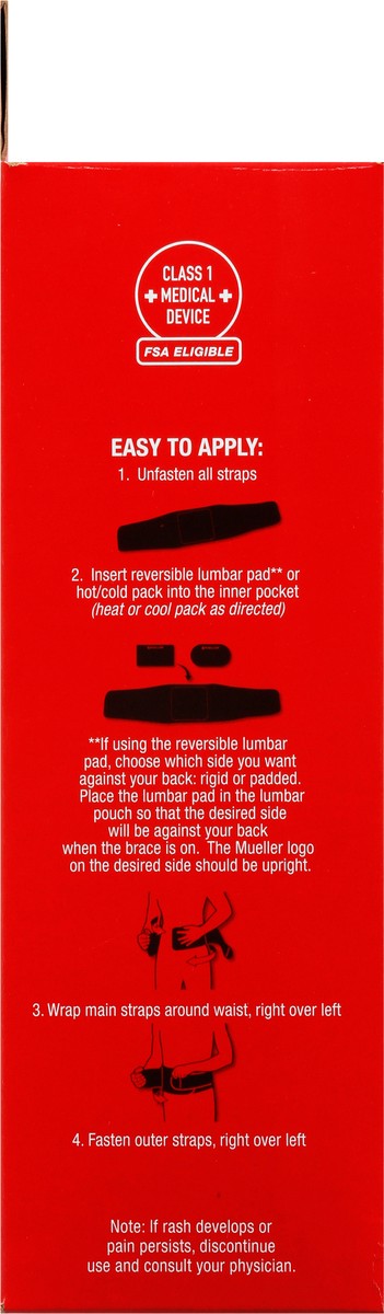 slide 3 of 12, Mueller 4-in-1 Hot/Cold Lumbar Back Brace One Size 1 ea, 1 ct
