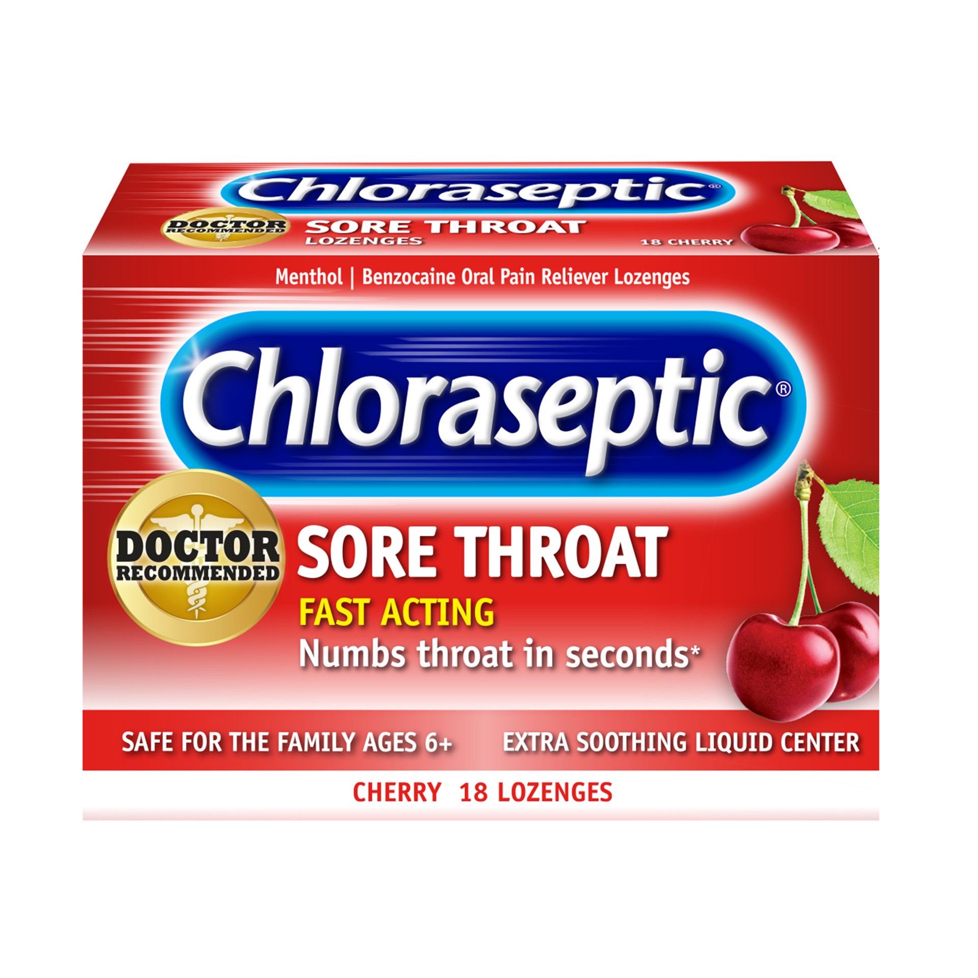 slide 1 of 10, Chloraseptic Sore Throat Lozenges, Cherry Flavor, 18 Count, 18 ct