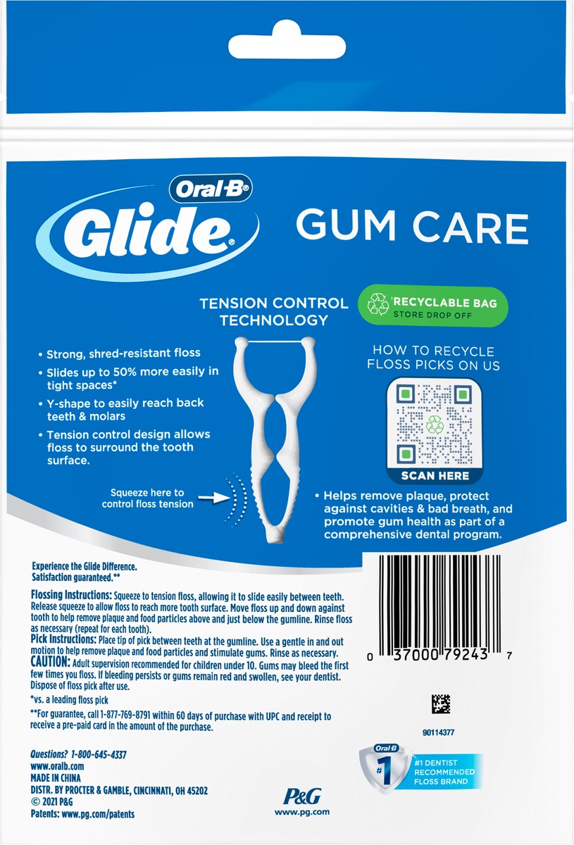 slide 3 of 3, Oral-B Glide Gum Care Dental Floss Picks, Good for Back Teeth, 60 Picks, 60 ct