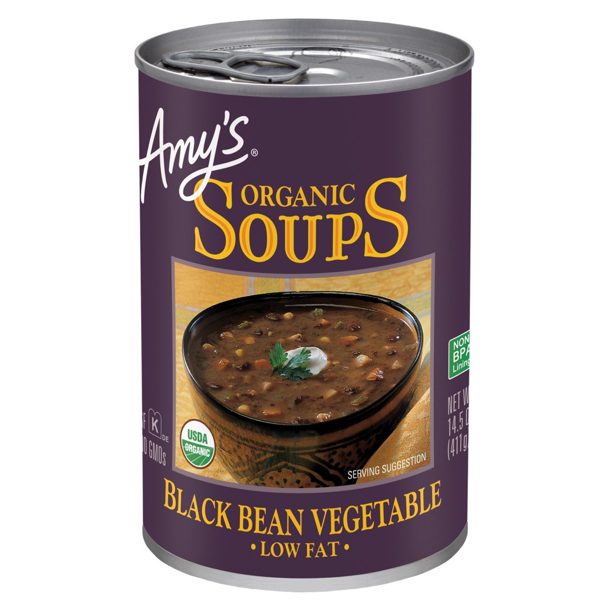 slide 1 of 8, Amy's Amy''s Organic Black Bean Vegetable Soup, 14.5 oz