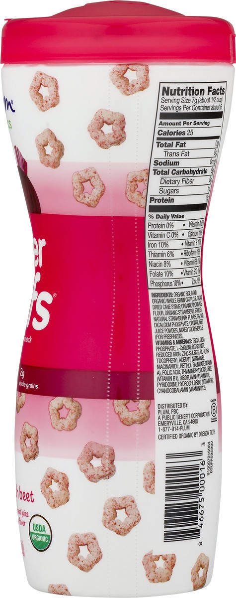 slide 5 of 9, Plum Organics Super Puffs Organic Grain Cereal Snack - Strawberry with Beet - 1.5 oz Canister, 1.5 oz