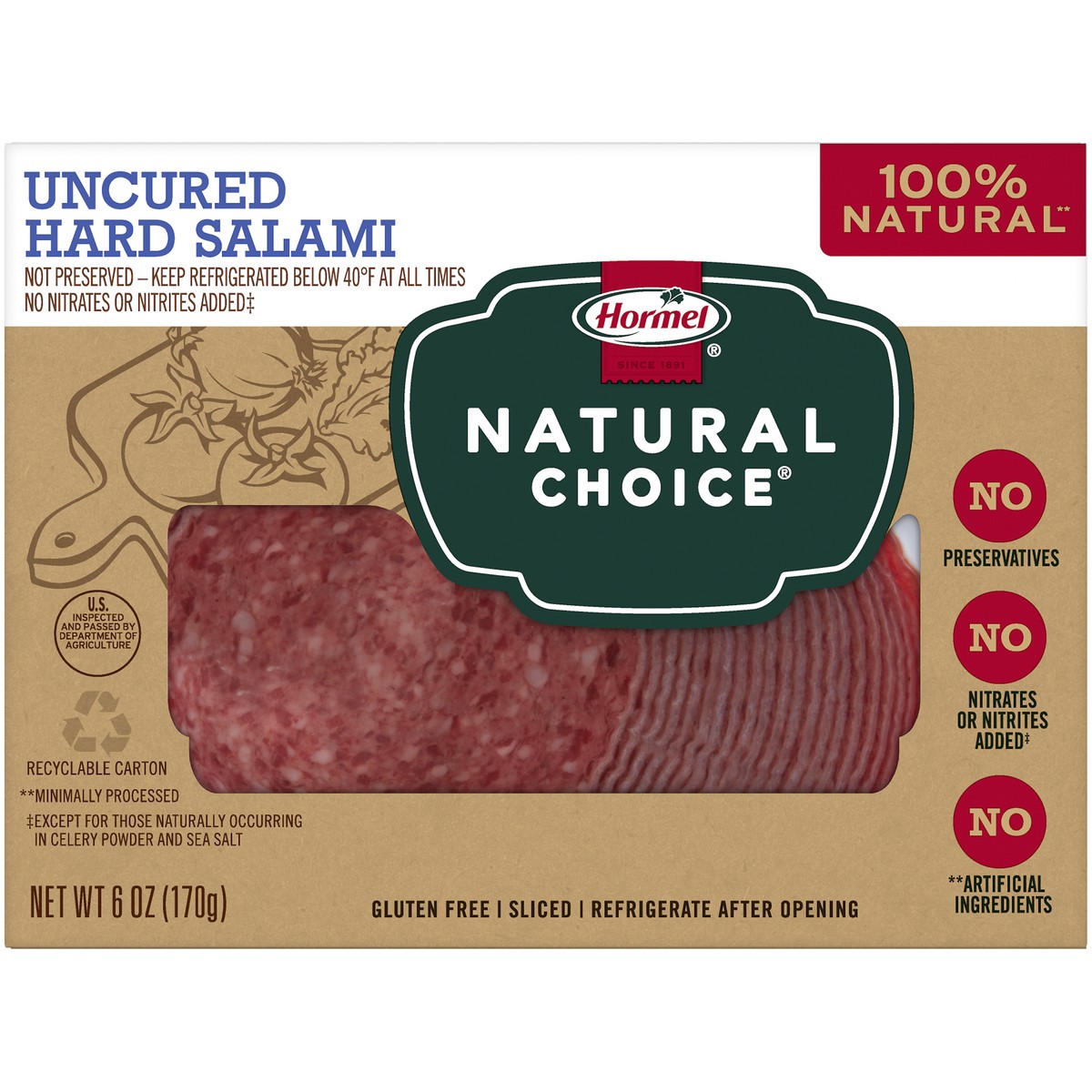 slide 7 of 7, HORMEL NATURAL CHOICE Uncured Hard Salami, 6 oz