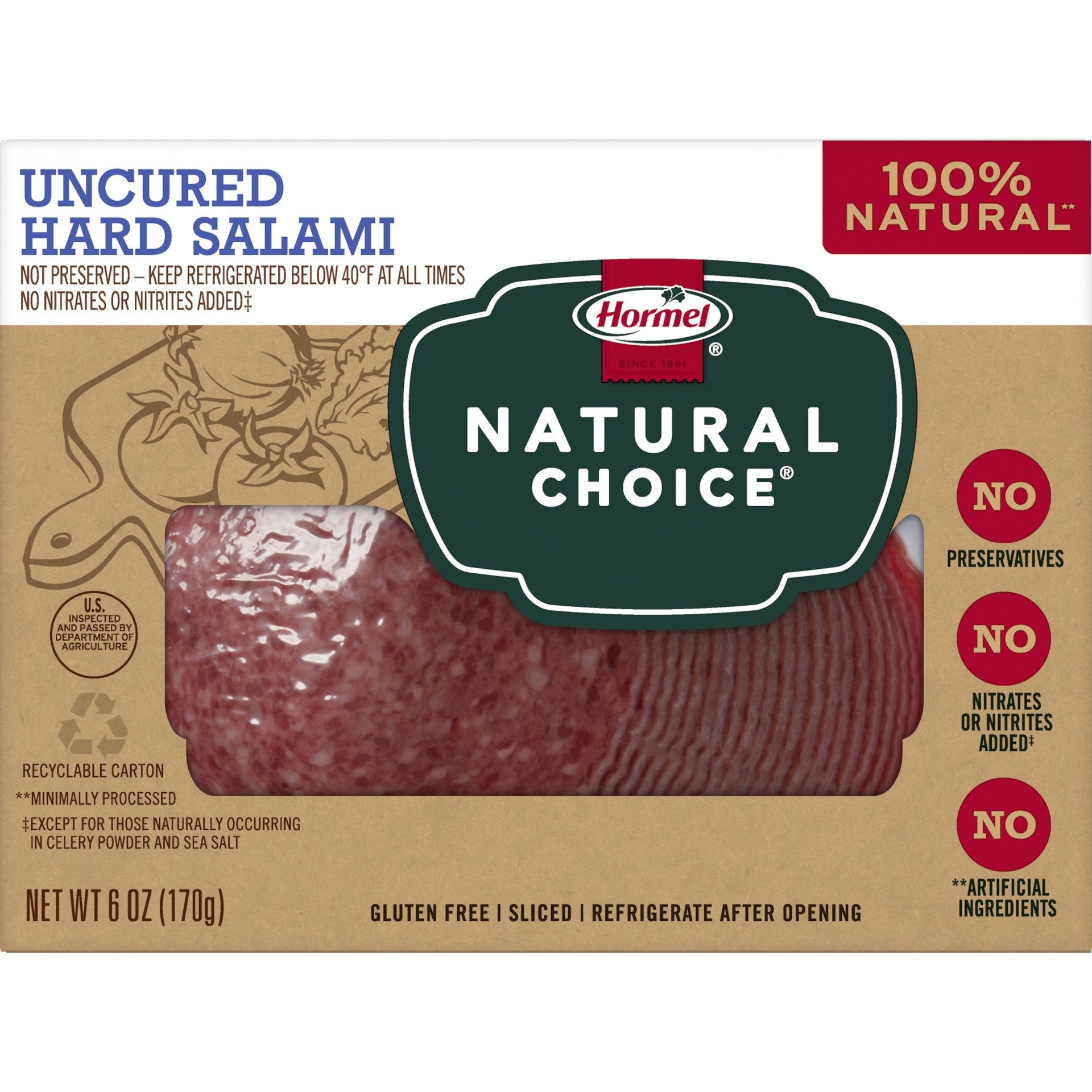 slide 1 of 8, Hormel Natural Choice Hard Salami, 6 oz