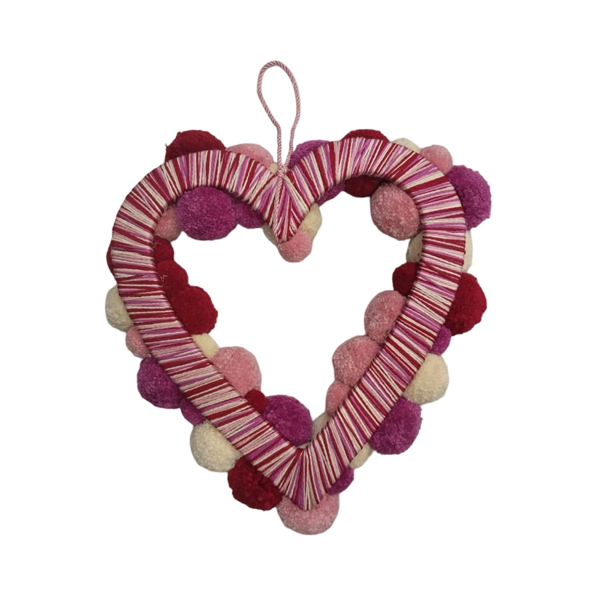 slide 2 of 3, 12" Pom Pom Heart Wreath By Celebrate It, 12 in