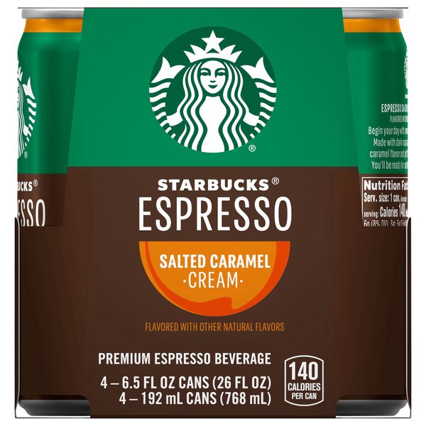 slide 1 of 1, Starbucks Espresso Premium Espresso Beverage Salted Caramel Cream - 4 ct, 4 ct