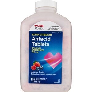 slide 1 of 1, CVS Health Extra Strength Chewable Antacid Tablets Assorted Berries, 250 Ct, 1 ct