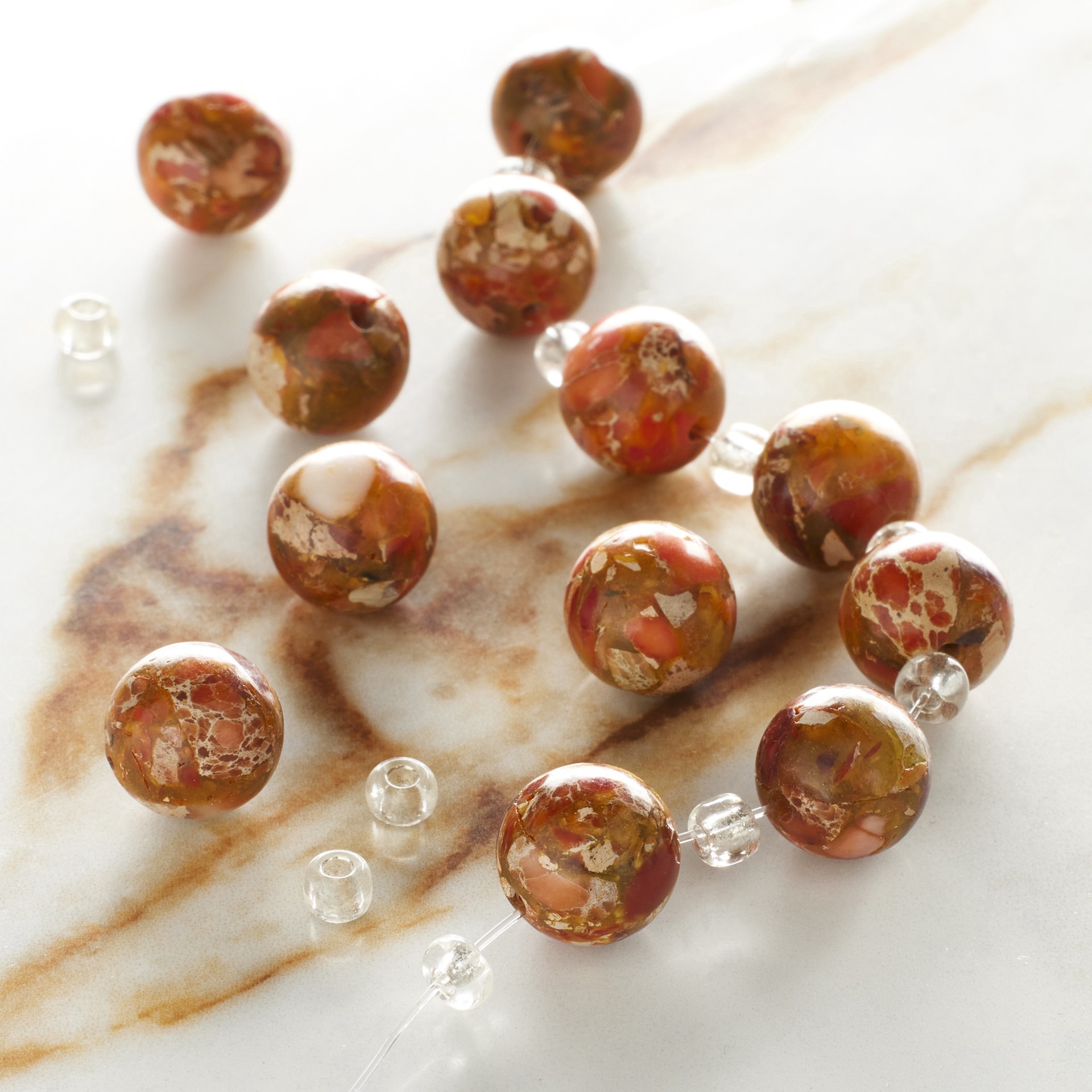 slide 3 of 3, Orange Imperial Jasper Round Beads, 10mm By Bead Landing, 10mm