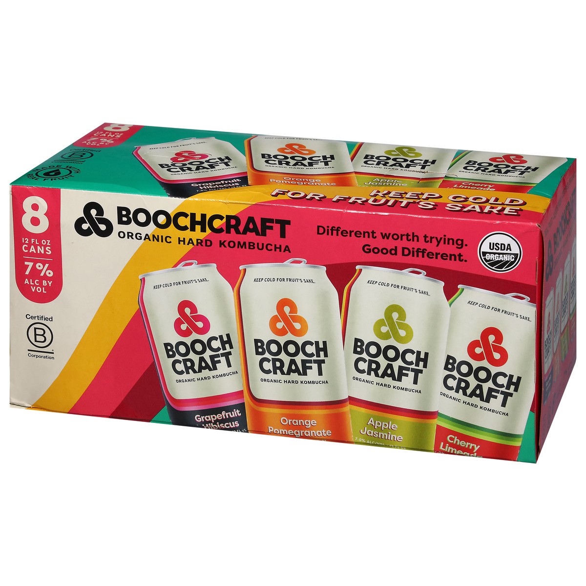 slide 3 of 13, Boochcraft Organic Brunch Bunch Hard Kombucha 8 - 12 fl oz Cans, 8 ct