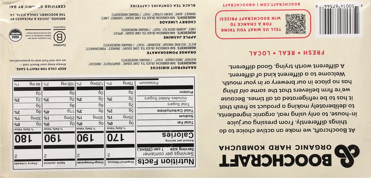 slide 12 of 13, Boochcraft Organic Brunch Bunch Hard Kombucha 8 - 12 fl oz Cans, 8 ct