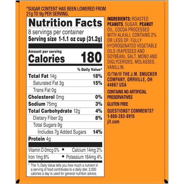 slide 12 of 17, Jif To Go Peanut Butter & Chocolate Flavored Spread, 8 Cups, 1.1 Oz. Each, 8 ct