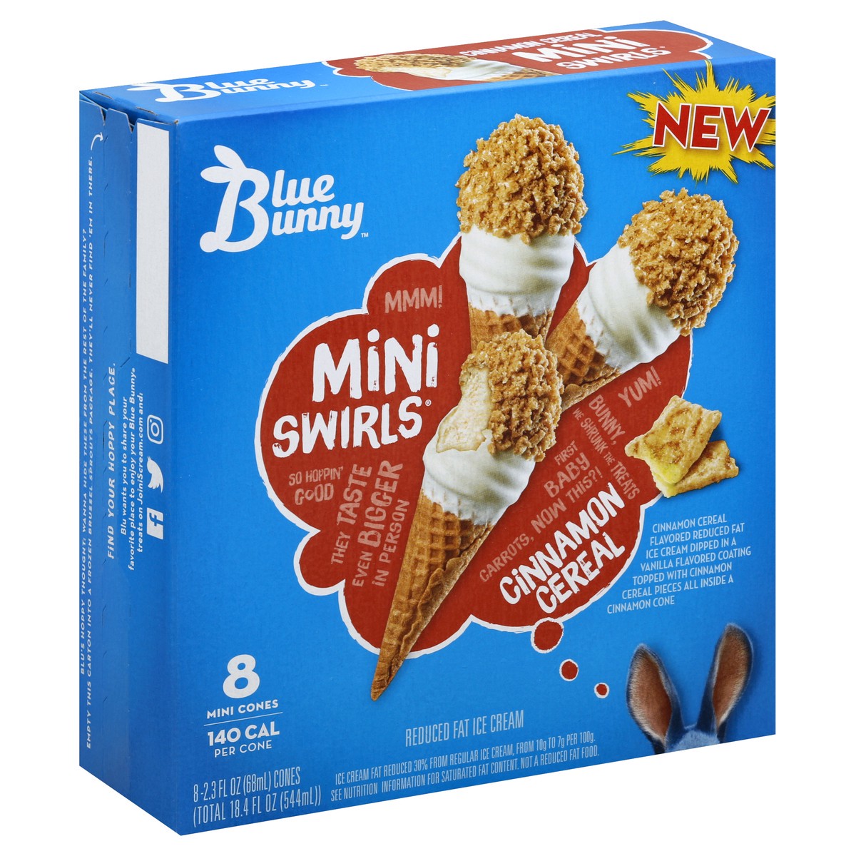 slide 3 of 5, Blue Bunny Cinnamon Cereal Cone 8Pk, 18.4 fl oz