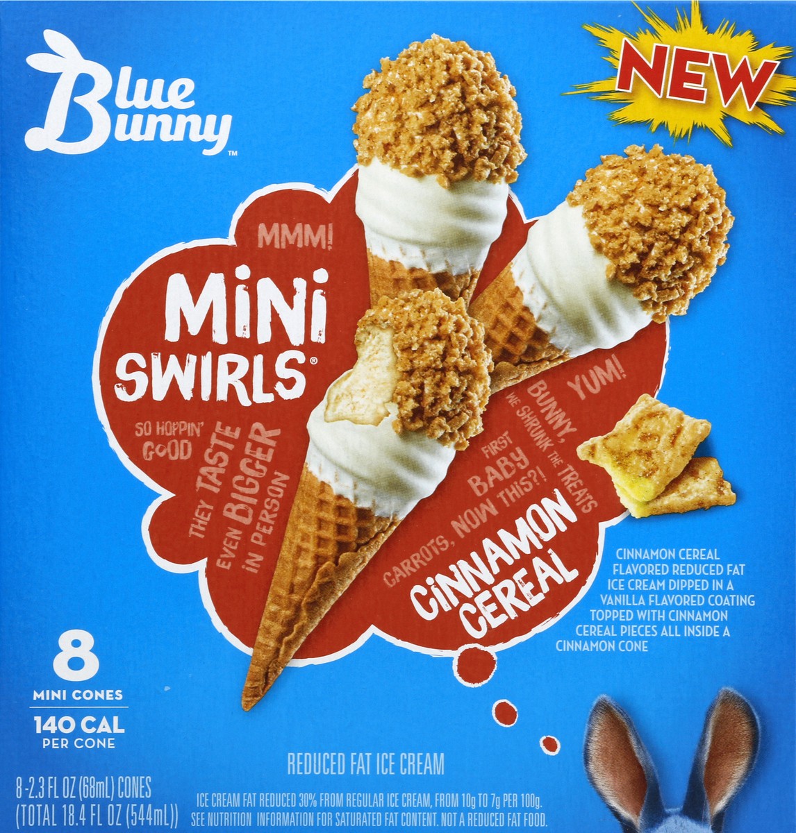 slide 1 of 5, Blue Bunny Cinnamon Cereal Cone 8Pk, 18.4 fl oz