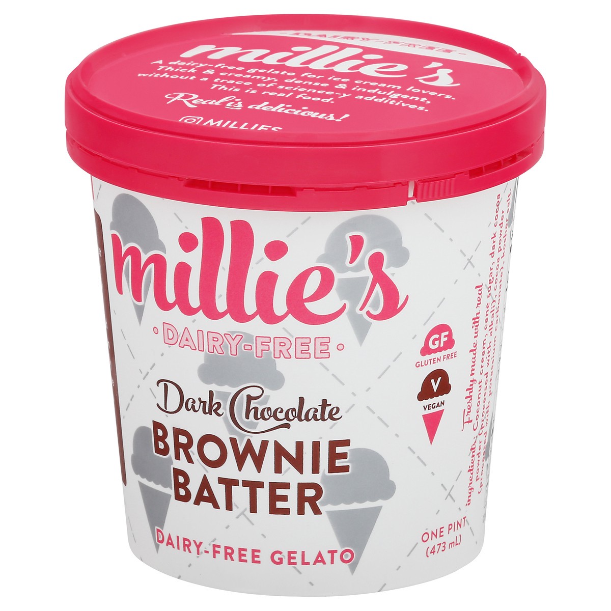 slide 10 of 14, Millie's Dairy-Free Dark Chocolate Brownie Batter Gelato 1 pt, 1 pt