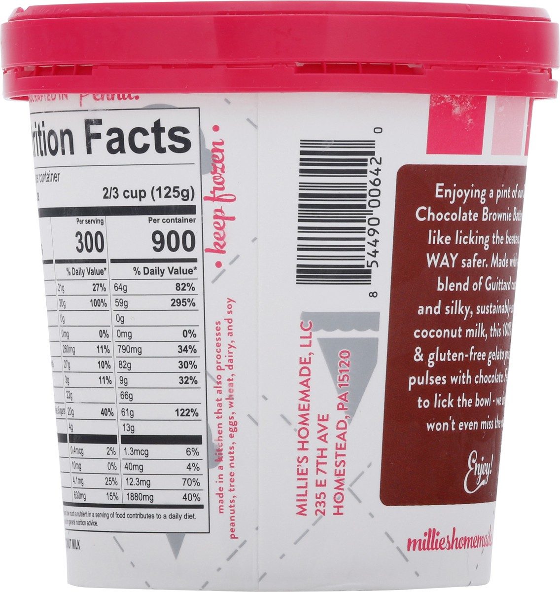 slide 13 of 14, Millie's Dairy-Free Dark Chocolate Brownie Batter Gelato 1 pt, 1 pt